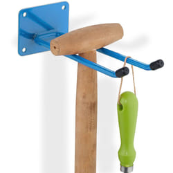 Relaxdays Porte-outils mural, 2 crochets, fabriqué en acier, pour garage/atelier/cave, longueur : 24 cm, bleu