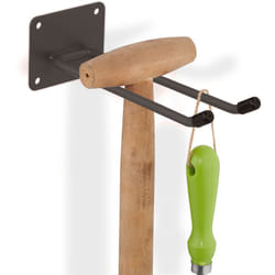 Relaxdays - Porte-outils mural, 2 crochets, fabriqué en acier, pour garage/atelier/cave, longueur : 24 cm, marron
