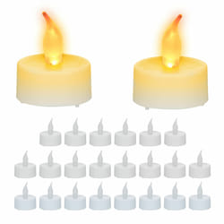 Relaxdays - Bougies chauffe-plat led, lot de 24, fausses bougies, flamme vacillante, électriques, 4,5 x 3,5 cm, blanches