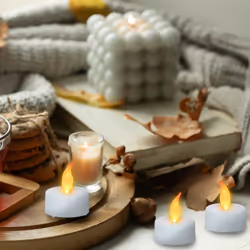 Relaxdays - Bougies chauffe-plat led, lot de 24, fausses bougies, flamme vacillante, électriques, 4,5 x 3,5 cm, blanches