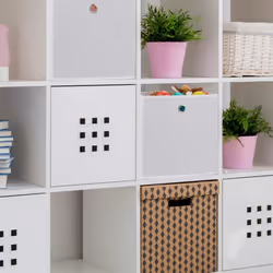 Relaxdays - Boîtes de rangement, lot de 4, pliables, HxLxP: 30x30x30 cm, caisses en tissu avec œillets, ouvertes, blanc