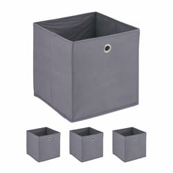 Boîtes de rangement, lot de 4, pliables, h x l x p : 30 x 30 x 30 cm, œillet, caisses pliables, gris - Relaxdays