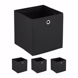 Relaxdays 4052025470166, Boîte de rangement, Noir, Carré, Carton, Toison, Fer, Monochromatique, Intérieure
