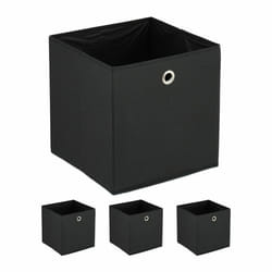 Relaxdays - Boîtes de rangement, lot de 4, pliables, h x l x p : 30 x 30 x 30 cm, œillet, caisses pliables, noir