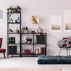 Relaxdays - Boîtes de rangement, lot de 4, pliables, h x l x p : 30 x 30 x 30 cm, œillet, caisses pliables, noir