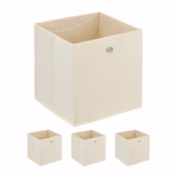 Relaxdays 4052025470180, Boîte de rangement, Beige, Carré, Carton, Toison, Fer, Monochromatique, Intérieure