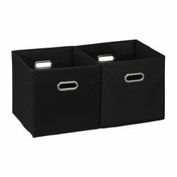 Relaxdays - Boîtes de rangement, lot de 2, pliables, œillets, h x l x p : 32 x 33 x 33 cm, caisses pour étagère, noir