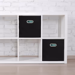 Relaxdays - Boîtes de rangement, lot de 2, pliables, œillets, h x l x p : 32 x 33 x 33 cm, caisses pour étagère, noir