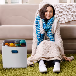 Relaxdays - Boîtes de rangement, lot de 2, pliables, h x l x p : 32 x 33 x 33 cm, caisses pliables, lin, blanc