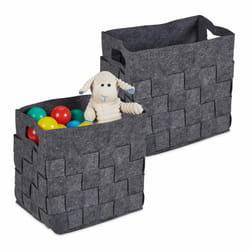 Relaxdays - Panier rangement, lot de 2, pliable, deux poignées, feutre, pour jouets, h x l x p : 30x30x24 cm, gris