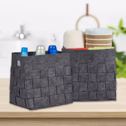 Relaxdays - Panier rangement, lot de 2, pliable, deux poignées, feutre, pour jouets, h x l x p : 30x30x24 cm, gris