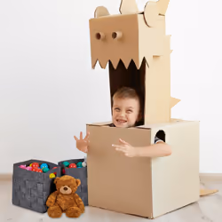 Relaxdays - Panier rangement, lot de 2, pliable, deux poignées, feutre, pour jouets, h x l x p : 30x30x24 cm, gris