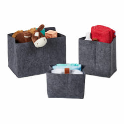 Relaxdays Panier de rangement, 3 pièces de dimensions différentes, pliable,pour armoire et tiroir, gris
