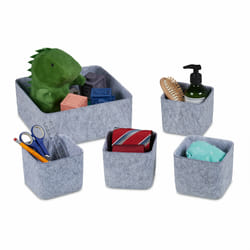 Relaxdays - Panier rangement, 5 pièces, organiseur pour le tiroir ou l'armoire, en feutre, 2 tailles, gris