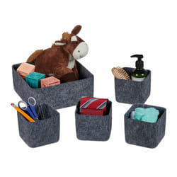 Panier rangement, 5 pièces, organiseur pour le tiroir ou l'armoire, pliable, 2 tailles, gris - Relaxdays