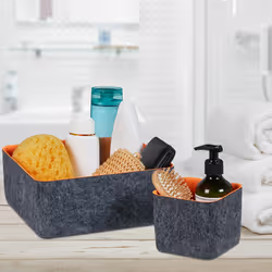 Panier rangement, 5 pièces, organiseur pour le tiroir ou l'armoire, pliable, 2 tailles, gris et orange - Relaxdays