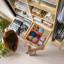Panier rangement, 5 pièces, organiseur pour le tiroir ou l'armoire, pliable, 2 tailles, gris et orange - Relaxdays