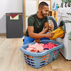 Panier à linge, avec couvercle, 105 l, bambou et polyester, pliable, transportable, noir et nature - Relaxdays