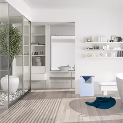 Panier à linge, avec couvercle, 105 l, bambou et polyester, pliable, transportable, blanc - nature - Relaxdays