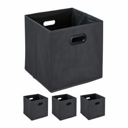 Relaxdays - Boîtes de rangement, lot de 4, caisses pliables, poignées, HxLxP: 32 x 33 x 33 cm, tissu non tissé, anthracite