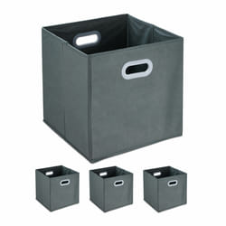 Relaxdays - Boîtes de rangement, lot de 4, caisses pliables, poignées, HxLxP: 32 x 33 x 33 cm, tissu non tissé, gris
