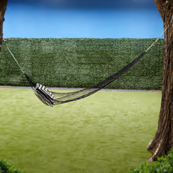 Hamac en filet, accessoire d'extérieur pour 1 personne, au camping ou dans le jardin, jusqu'à 120 kg, noir - Relaxdays