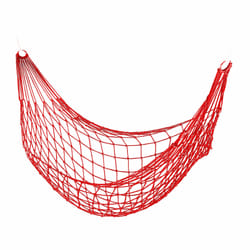 Hamac en filet, accessoire d'extérieur pour 1 personne, au camping ou dans le jardin, jusqu'à 120 kg, rouge - Relaxdays