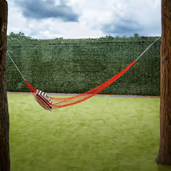 Hamac en filet, accessoire d'extérieur pour 1 personne, au camping ou dans le jardin, jusqu'à 120 kg, rouge - Relaxdays