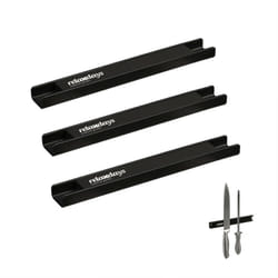 Relaxdays - Barre magnétique, lot de 3, porte-ustensiles, outils, 20 cm de long, range-couteaux, montage mural, noir
