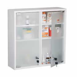 Relaxdays Armoire à pharmacie 2 portes verrouillable 3 compartiments HxLxP : 53x525x155 cm à suspendre blanc