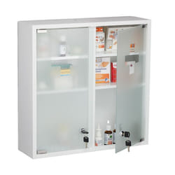 Relaxdays Armoire à pharmacie 2 portes verrouillable 3 compartiments HxLxP : 53x525x155 cm à suspendre blanc