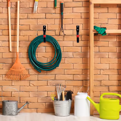 Relaxdays - crochets muraux, lot de 6, porte-outils, garage, cave, outils de jardinage, jusquà 18 kg, acier, noir/rouge