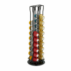 Support pour capsules, 40 dosettes, rangement pivotant en métal, h x d : 37 x 11,5 cm, noir - Relaxdays