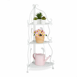 Tagère verticale à 3 rayons, non fixe, pliable, design vintage, hlp : 82,5 x 30 x 30 cm, blanche - Relaxdays