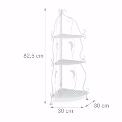 Tagère verticale à 3 rayons, non fixe, pliable, design vintage, hlp : 82,5 x 30 x 30 cm, blanche - Relaxdays - Vue supplémentaire 4