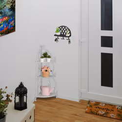 Tagère verticale à 3 rayons, non fixe, pliable, design vintage, hlp : 82,5 x 30 x 30 cm, blanche - Relaxdays - Vue supplémentaire 6