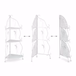 Tagère verticale à 3 rayons, non fixe, pliable, design vintage, hlp : 82,5 x 30 x 30 cm, blanche - Relaxdays - Vue supplémentaire 7