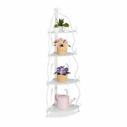 Relaxdays Étagère verticale à 4 rayons, non fixe, pliable, design vintage, HLP : 113 x 30 x 30 cm, blanche