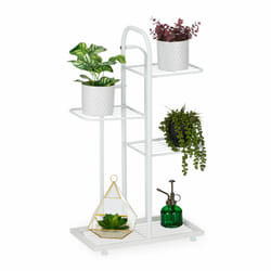 Tagère à plantes, 4 niveaux, pour herbes aromatiques et fleurs, métallique, HxLxP : 72,5x44x22,5 cm, blanche - Relaxdays