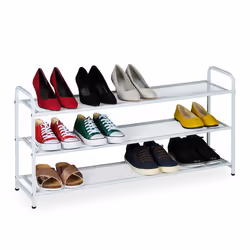 Relaxdays Étagère à chaussures jusqu’à 12 paires 3 niveaux compacte H x L x P : 48 x 100 x 255 cm blanche
