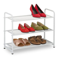 Relaxdays Étagère à chaussures compacte pour 6 paires en métal 3 niveaux H x L x P : 48 x 60 x 25 cm blanche