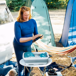 Relaxdays - Panier de rangement, camping, volume : 7 l, pliable, plastique, hlp : 12 x 37 x 27 cm, blanc et gris