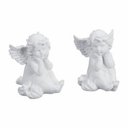 Relaxdays - Décoration pour une tombe, lot de 2, polyrésine, résistante aux intempéries et au gel, hlp 10x7x9 cm, blanche