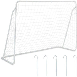 Relaxdays - Grande cage de foot, pour petits et grands, résistante, en métal, hlp : 153x217x75 cm, jardin, banche