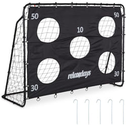 Relaxdays - Cage foot avec mur de tir, pour petits et grands, acier, HxLxP : 153 x 217 x 75 cm, jardin, noire