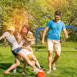 Cage de foot, transportable, pour petits et grands, h x l x p : 115x195x115 cm, jardin, bleu et noir - Relaxdays