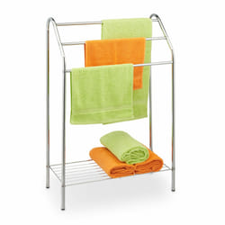 Relaxdays Porte-serviettes, 3 barres, non fixe, étagère, acier, HxLxP: 83,5x57,5x25,5 cm, sèche-serviettes, argenté