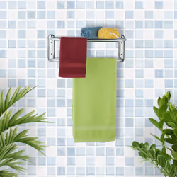 Porte-serviettes, 6 barres, montage mural, acier chromé, pour salle de bain, HxLxP: 17 x 48 x 23,5 cm, argenté - Relaxdays