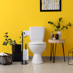 Relaxdays - Support non fixe pour papier toilette, rangement pour wc, HxLxP : 62 x 20 x 17,5 cm, acier, noir