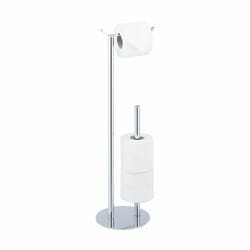 Relaxdays - Support non fixe pour papier toilette, rangement pour wc, HxLxP : 62 x 20 x 13,5 cm, acier inoxydable, argenté